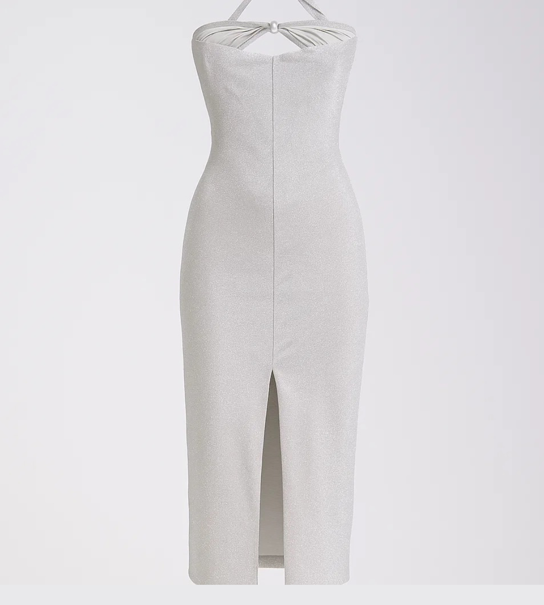 Robe Shein bustier argentée scintillante avec détail noué
