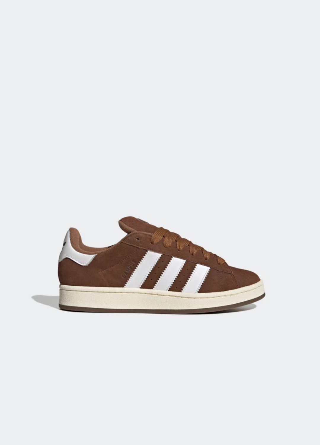 Adidas Campus Marron avec Bandes Blanches et Semelles Blanc Casse