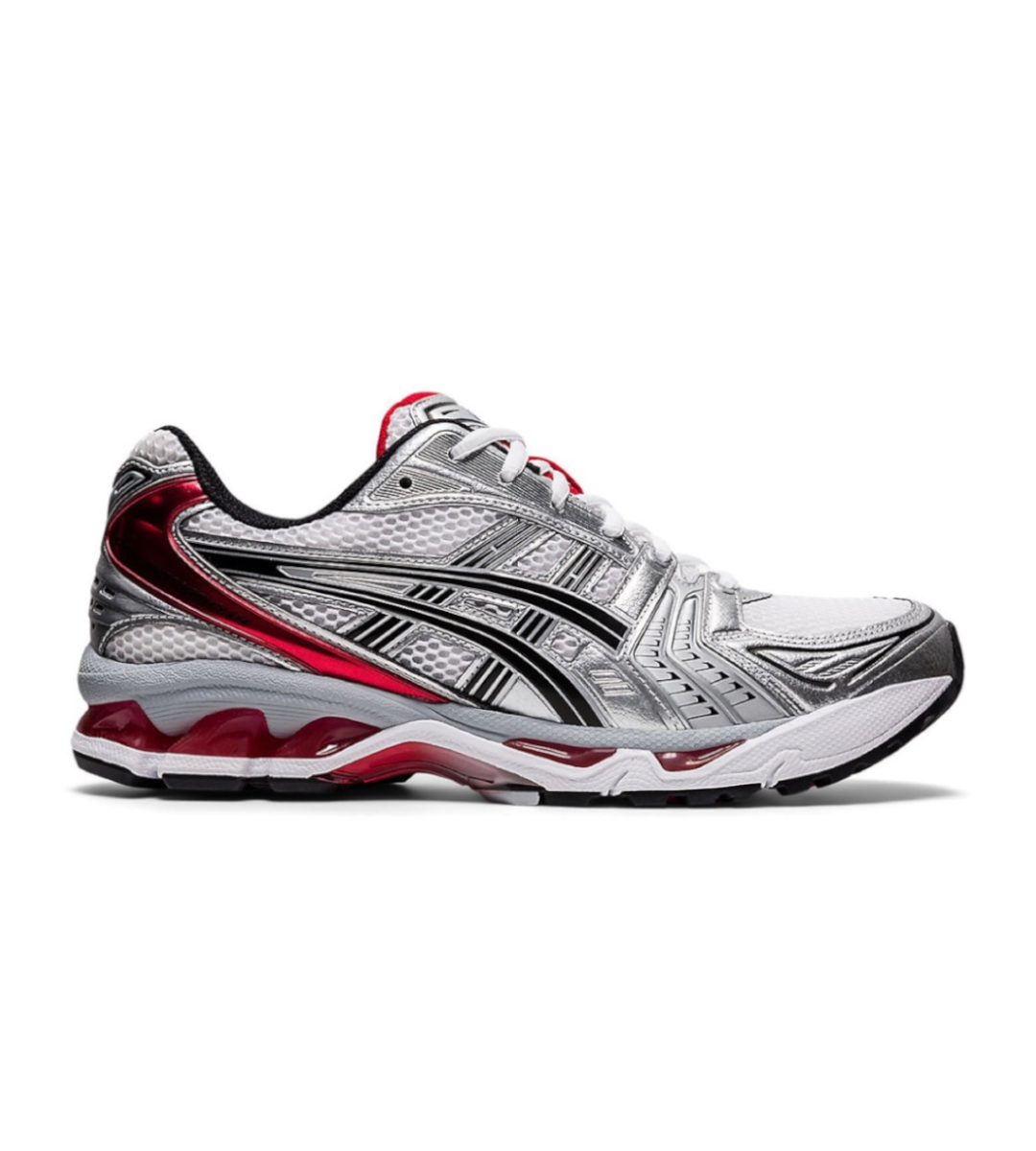 Chaussures Asics Gel Kayano 14 Rouge Blanc Et Gris Me_Talique