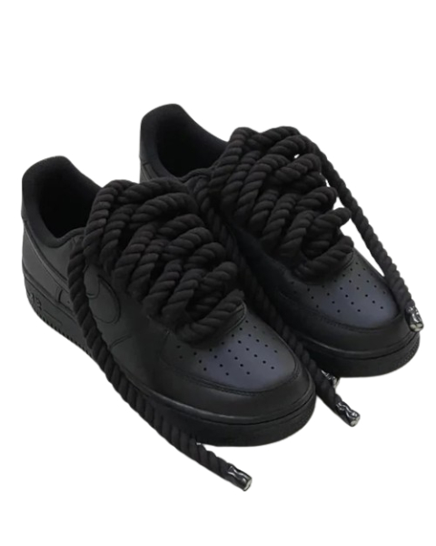 Nike Air Force 1 Unicolore Noir avec  Gros Lacets