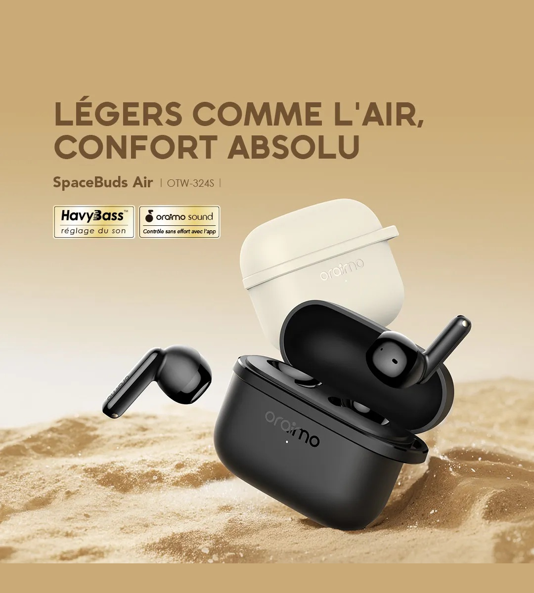 Oraimo SpaceBuds Air Ecouteurs Bluetooth Sans Fil Ultra Legers