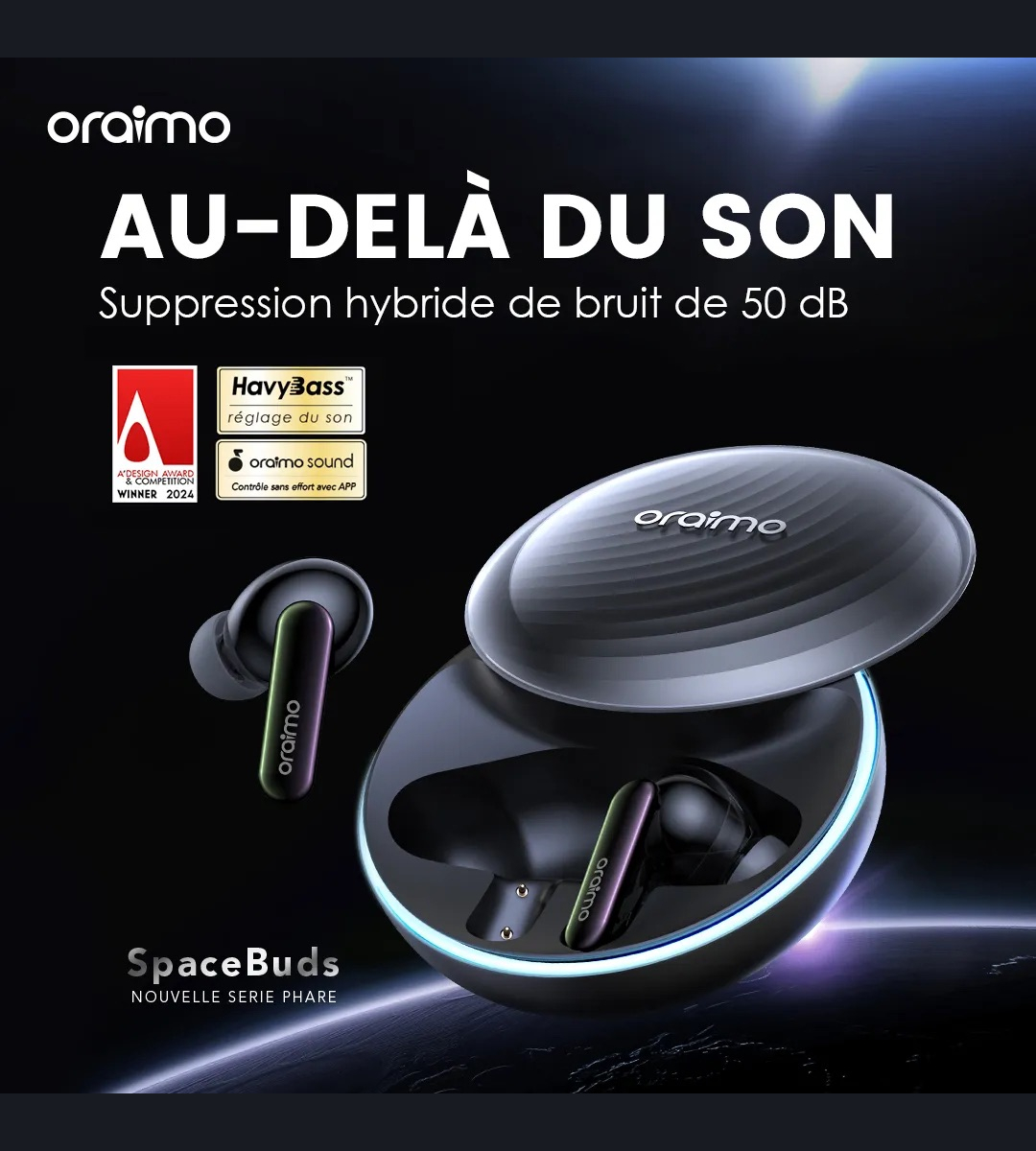 Oraimo SpaceBuds Ecouteurs Bluetooth Sans Fil TWS