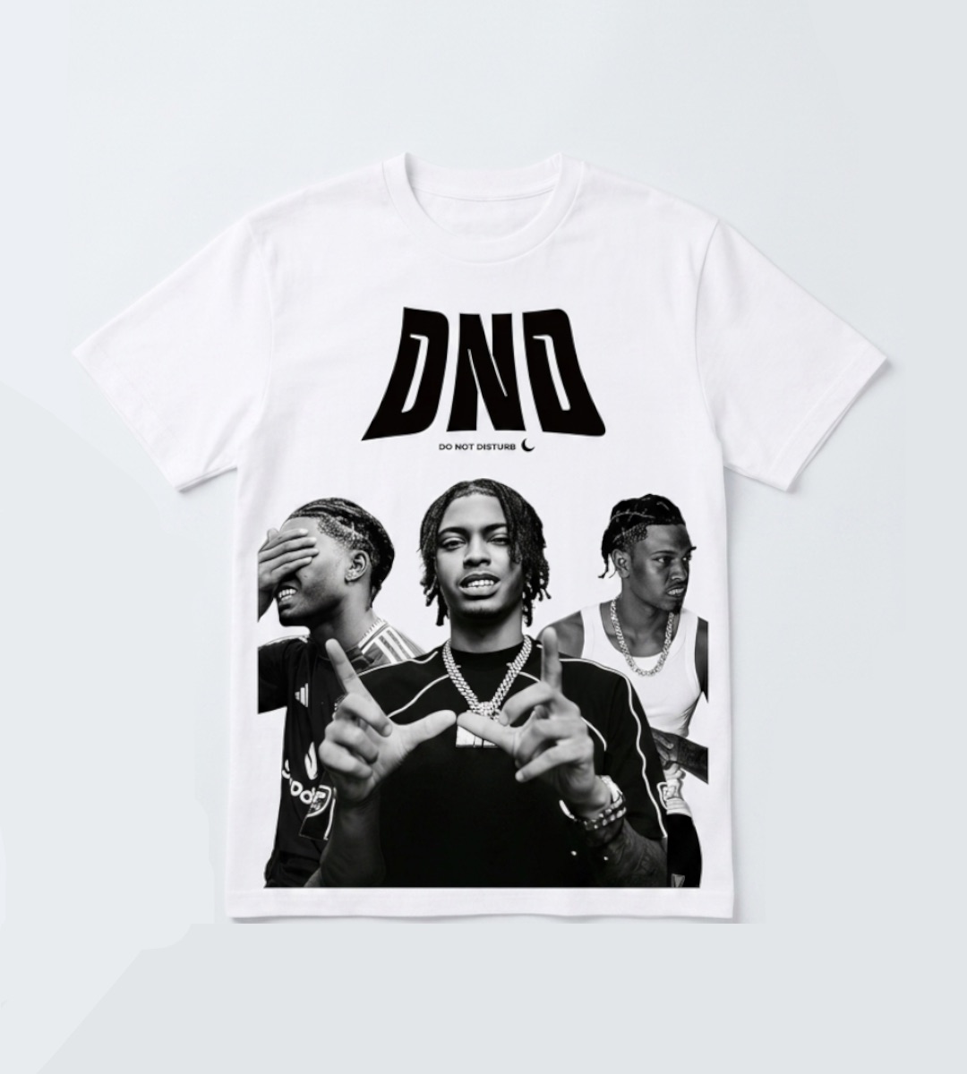 T-shirt Blanc Portrait Artistique Nemzzz En Noir et Blanc Streetwear